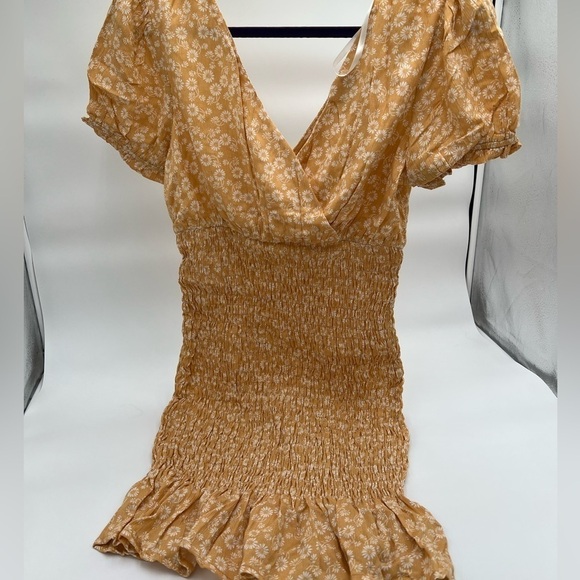 Urban Outfitters Dresses Urban Outfitters Lumiere NWT Orange Floral Smocked Mini - Picture 9 of 10